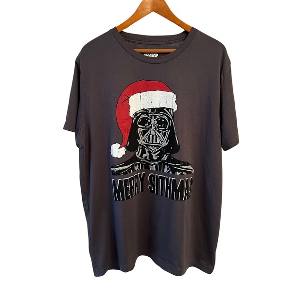 Star Wars Tee Santa Darth Vader Merry Sithmas Graphic T-shirt Gray Red 2X XXL - Picture 3 of 10